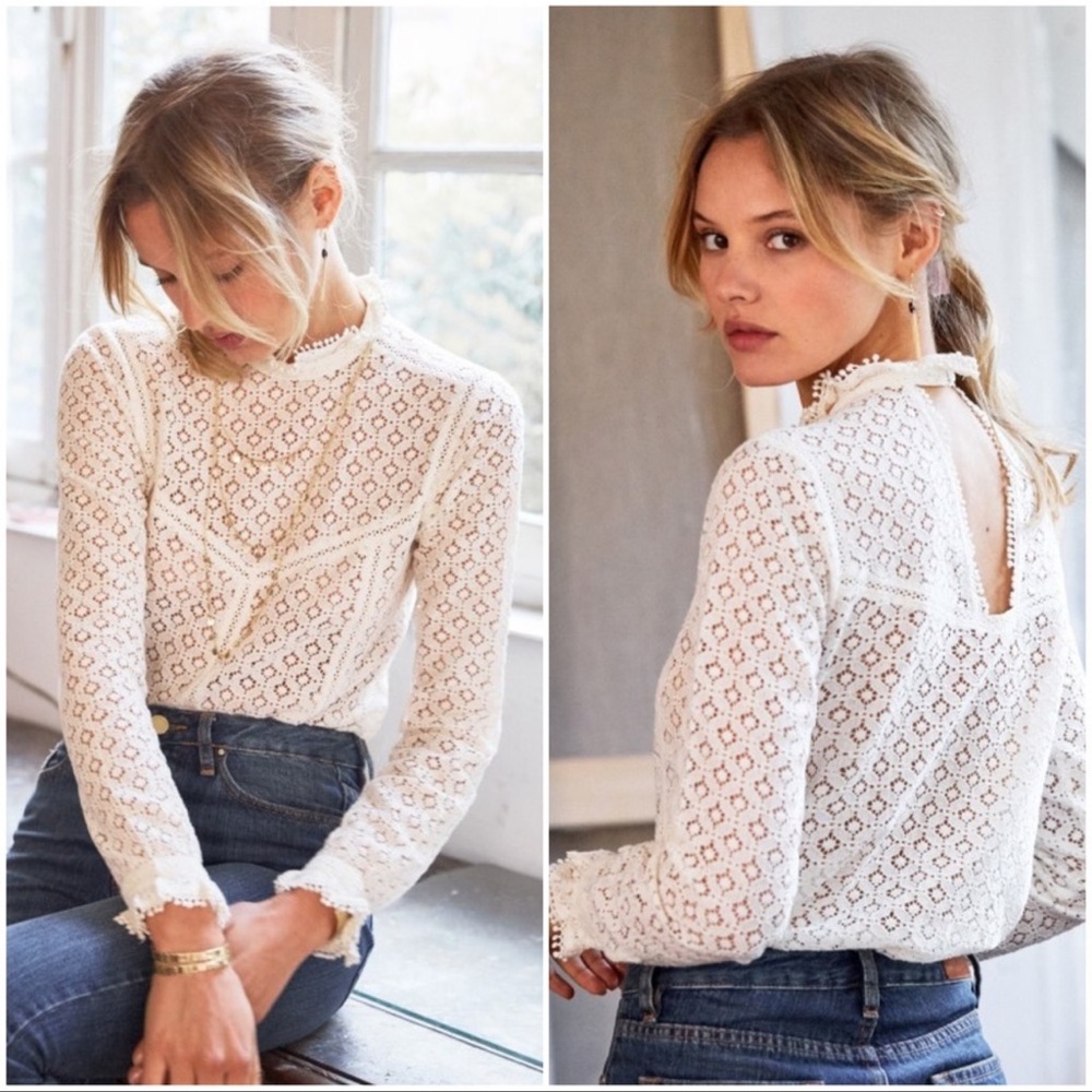 Sézane Alyzé Floral Lace Blouse